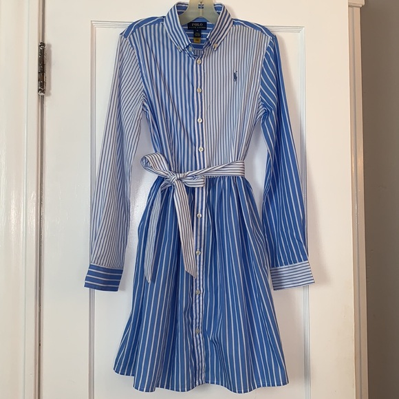 Polo Ralph Lauren Other - Polo Ralph Lauren Blue & White Striped Shirt Dress 14 EUC